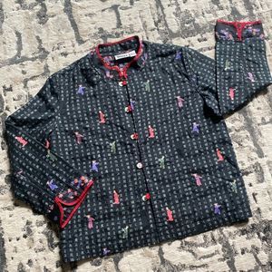 Vintage Chico’s Design 100% Silk Oriental Design Kimono Top Women’s Large